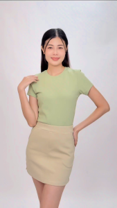 Oxwhite Women Round Neck Ribbed Knit Top