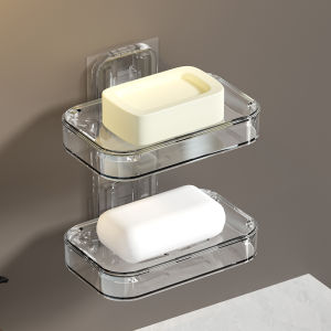 FURENJILI | Wall Mounted Drill Free Double Layer Soap Holder for Bathroom and Home