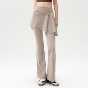 YUANQINVHAI | Flare Leg Yoga Skirt Suit for Fitness Exercise
