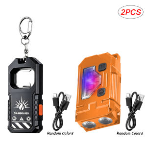 COB LED Keychain Flashlight USB C Rechargeable Mini Torch Multi Modes Work Light with Bottle Opener for Camping Hiking Emergency