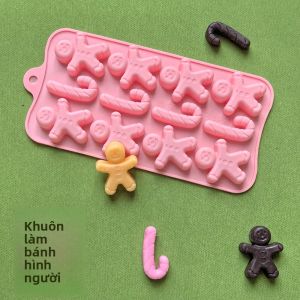 1 Khuôn Silicon Hình Người Bánh Gừng & Gậy Dùng Làm Bánh Kẹo Sô Cô La Trang Trí Bánh Dụng Cụ Làm Bánh Tự Làm