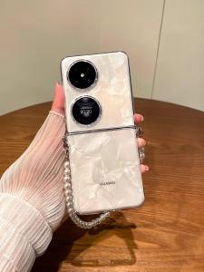 เคสโทรศัพท์แบบบางเฉียบใสป้องกันการตกหล่นสำหรับ Huawei Pocket2 พร้อมโซ่ไข่มุก ดีไซน์เรียบง่าย ด้านนอกเท่ากับเครื่องดิจิทัล