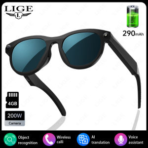 LIGE | LIGE 2 Million Pixels Camera AI Smart Glasses Recording Videos Photo Recognition Answer Translation 290mAh Bluetooth Glasses