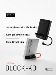 TEGIC | Pin Sạc Dự Phòng Có Cáp Tích Hợp và Khả Năng Gắn Từ 10000mAh