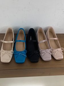 Korean Style Satin Bow Heel Lifting Mary Jane Shoes