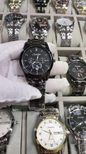 Sunlifex Jam Tangan Pria Tali Stainless Steel Anti Air Original Tampilkan Kalender Bisnis Jam Tangan Cowok