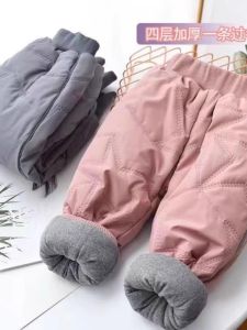 Thickened Cotton Trousers for Children Winter Warm Fleece Lined Extra Thick Long Pants for Boys And Girls Cotton Jacket Pants