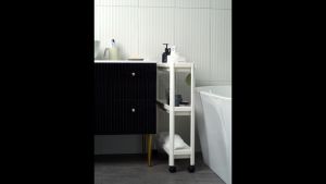 [SG] Imp House Nova Minimalist Slim Shelf with wheels for Bathroom/kitchen/living room White/Beige 2/3/4 Tier