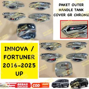 Paket Outer Handle Tank Cover Innova Fortuner 2016 2023 GR SPORT Chrome