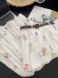 PAIBOLI | กระโปรงทรงเอสีขาวสไตล์ฝรั่งเศส กระโปรงทรงเอเอวสูง กระโปรงทรงเอยาวคลุมเข่า กระโปรงทรงเอพิมพ์ลาย กระโปรงสั้นสำหรับผู้หญิงในช่วงฤดูร้อน