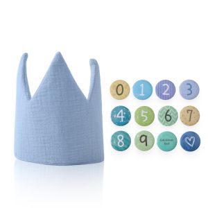 Baby Birthday Party Hat Set Cotton Soft Crown Hat Infant Milestone Birthday Party Photography Props Kids Grow Commemorate Gifts