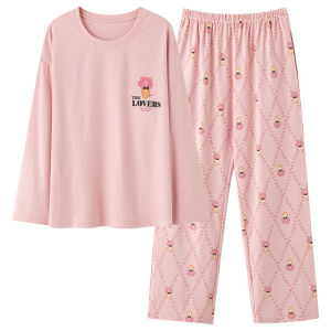 Bộ đồ ngủ MiiOW cho nữ vải cotton phong cách Hàn Quốc dài tay hoạt hình