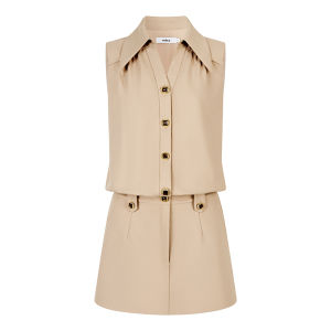 OShea Summer New Style Sleeveless Shirt Dress Womens Gold Buckle Waist Cinching Slimming A-Line Dress Polyester Blend