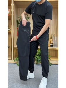 Summer Thin Men Casual Sports Suit Ice Silk Cool Short Sleeve Quick-Drying Parka Pants Handsome Matching Set
