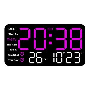 Đồng Hồ Treo Tường Kỹ Thuật Số Đa Chức Năng Kích Hoạt Bằng Giọng Nói Báo Thức Kép Hiển Thị Nhiệt Độ Phòng Ngủ Phong Cách Hiện Đại Nhiều Màu
