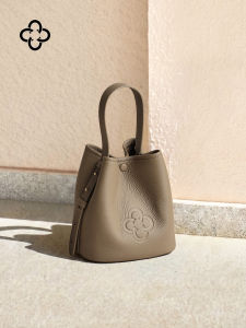 Suede Genuine Leather Light Beige Bucket Bag
