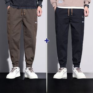 ROMON | Loose Trousers Mens Workwear Spring Autumn New Style Trendy Brand Elastic Waist Casual Long Pants Youthful Vitality Style