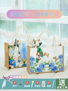 Handmade DIY Butterfly Bone Bar Canvas Bag for Salon Warm-Up Activities Creative Gift Handheld Shopping Bag Eco-Friendly