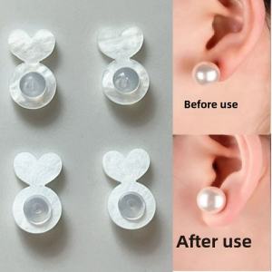 Gold Plated Silicone Ear Studs Anti-Loss Sleep Friendly round Ear Clogs Fashionable Korean Style Jewelry for Women