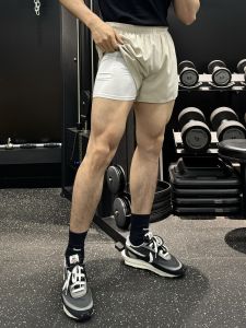 Sports Shorts Men Lined Double-Layer Summer American Training Running Fitness Fake Two-Piece Quick-Drying Three-Point Pants