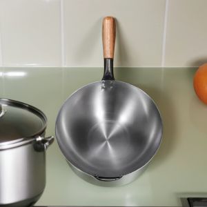 Old Frying Pan For Home Chinese Uncoated Traditional Wrought Iron Pan Stall Quick-Fry Pan Ultra-Thin Gas Stove Dedicated