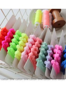Cottontime Neon Series Fluorescent Edge Small Fluffy Ball Linked Ball Colorful Lace Home Fabric Sewing DIY Accessories