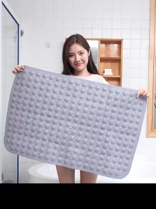 PVC Shower Mat Anti-slip Bathtub Mats with Drain Holes Suction Cup Washable Shower Mats for Bathroom