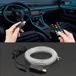 Car Environment Wire LED USB Flexible Neon Interior Lights Assembly RGB For Automotive Decoration Lighting 3M Hidden APP