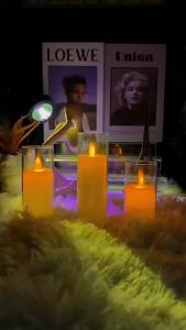 ราคาถูก เทียนไฟฟ้านำไร้ผล10-15ซม. โคมไฟทีไลท์แก้วอะคริลิแบตเตอรี่กะพริบเทียมปลอมตกแต่งคริสต์มาสแต่งงาน