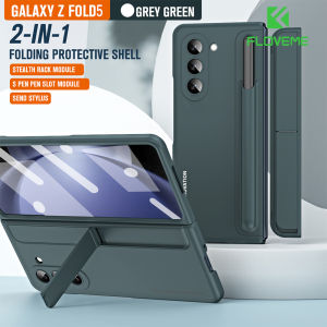 [With Pen+Screen Film] FLOVEME 2-In-1 With Invisible Bracket Folding Phone Case For Samsung Galaxy Z Fold 5 Fold 4 5G With S Pen Front Screen Film Protector Hard PC Shockproof Back Cover For Galaxy Z Fold 5 Fold 4
