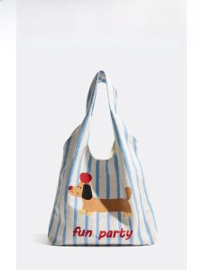 MABULA | Unique Design Striped Cartoon Tote Bag
