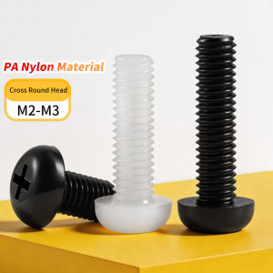 Insulated PA66 Nylon Pan Head Screws M2 M3 Cross Plastic Fastening Nuts Round Head Wear Resistant Industrial Fittings 100-200Pcs