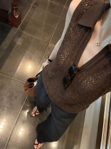 YUANYA | Hollowed V-Neck Knit T-Shirt Sleeveless