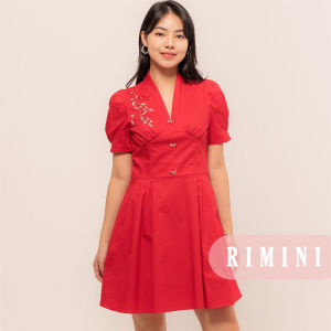 RIMINI - Dress Mini Pesta Katun Premium Lengan Pendek Puff Size XS-3XL - Adelaide Dress CC27859-1