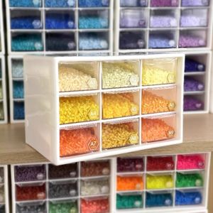 Dustproof Drawer Type Bead Storage Box Jewelry Stationery Desktop Mini Organizer Cabinet Transparent Nine Grids Storage Solution