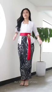 3 in 1 setelan kebaya bali furing terbaru ld 120 - 130 cm & rok plisket batik