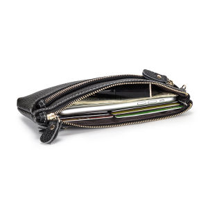 MEIFEI | Leather Fashion Clutch with Handle and Zip Multi-Function Womens Handbag