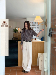 NIHAOKANONG | Quần Jeans Nữ Đai Cao Thiết Kế Mỏng