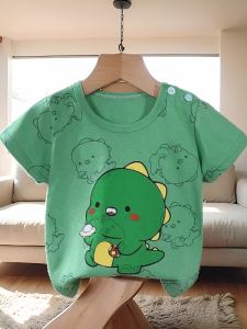 Lightweight Pure Cotton Short Sleeve T-Shirt for Boys And Girls Summer Clothing Childrens Fashion Korean Style round Neck Top