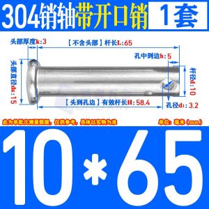 M3m4m5m6m8m10-m 20mm 304 Stainless Steel Pin Shaft Flat Head with Hole Cylindrical Pin Positioning Pin Pin