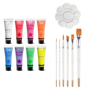 Bộ Sơn Vẽ Mặt Và Thân Thể Huỳnh Quang Neon 10ml Dành Cho Trẻ Em Phát Sáng Dưới Tia UV Trang Điểm Cosplay 8 Màu Bộ Dụng Cụ Vẽ Tranh Cho Tiệc Tùng Lễ Hội Halloween
