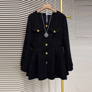 plus Size Loose Fit Long Sleeve V-Neck Slimming Top for Women Black Korean Style Casual Wear Autumn Fashion plus Size Jacket