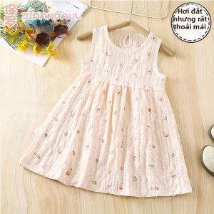 JIFANPAUL | Đầm Dạng Áo Dài Hoa Văn Cotton Nhẹ Cho Bé Gái