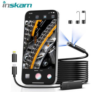 HD 1080P Endoscope Camera For IOS Android Dual Lens Waterproof Inspection Sewer Borescope Camera for Car Engine Semi-Rigid Cable