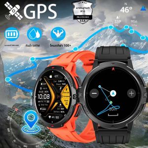 นาฬิกาสมาร์ทวอทช์ GPS รุ่นใหม่ ปี 2025 หน้าจอ AMOLED 1.46 นิ้ว พร้อมเข็มทิศ วัดความสูงด้วยบารอมิเตอร์ แบตเตอรี่ 580mAh กันน้ำ 5ATM สำหรับกีฬากลางแจ้ง สำหรับผู้ชาย
