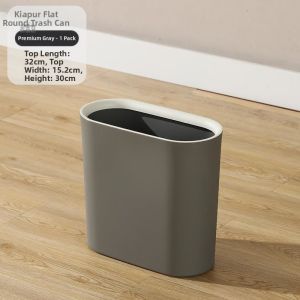 2023 New Acrylic Press Type Waste Bin for Bathroom Home Use Toilet Sanitary Barrel with Lid Gap Filler Long Tub Shape 5L Capacity
