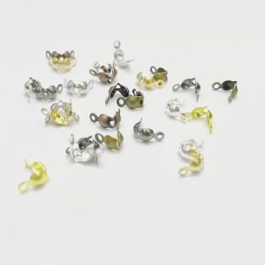 100Pcs/lot Connector Clasp Findings 4x7mm Fit Ball Chain Calotte End Crimps Beads Connector Components For DIY Jewelry Making