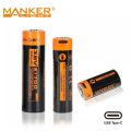 Manker 21700/18650/18350 High Capacity Rechargeable Li-ion Battery 3.7v With Type-C Charging Port High-drain Li-ion Battery. 