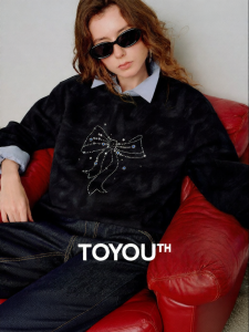 Toyouth | Butterfly Bow Diamante Womens Sweatshirt