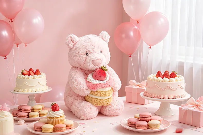 Jellycat Leola Bear Shanghai Limited Plush with Strawberry Cake
